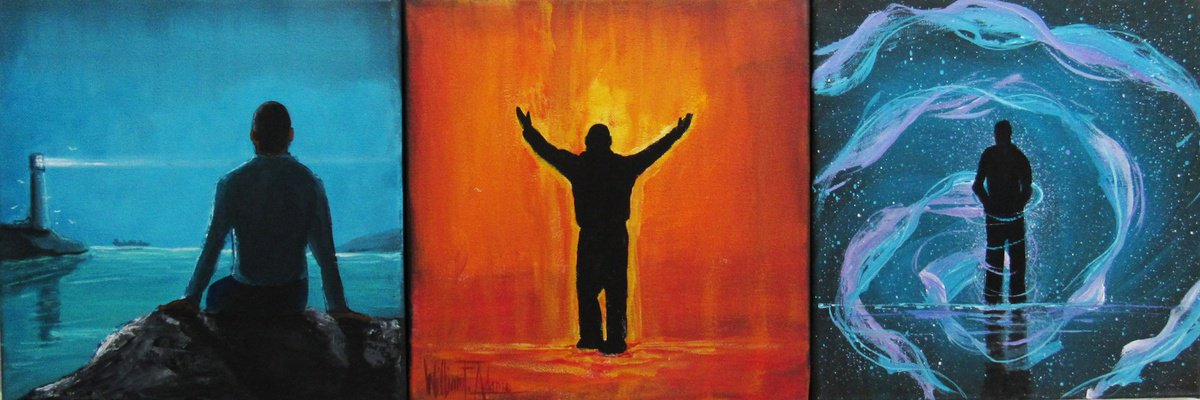 Impressionistic Portrait Acrylic Painting By William F. Adams, 30 X 10", Inspirational Art #57, Original Artwork