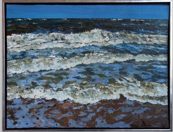 Triptych " Blåvand" Waves of the Northsea .