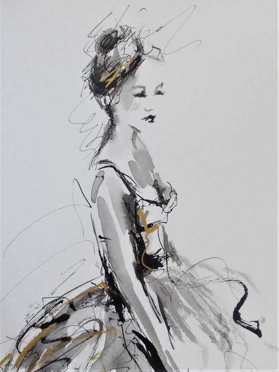 Ballerina Series- Original ballet ink drawing