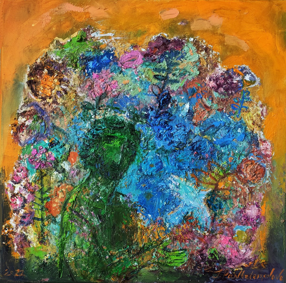 Impressionistic Portrait Oil Painting By Inna Pantelemonova, 20 X 20, The One That Releases The Bird, Original Artwork