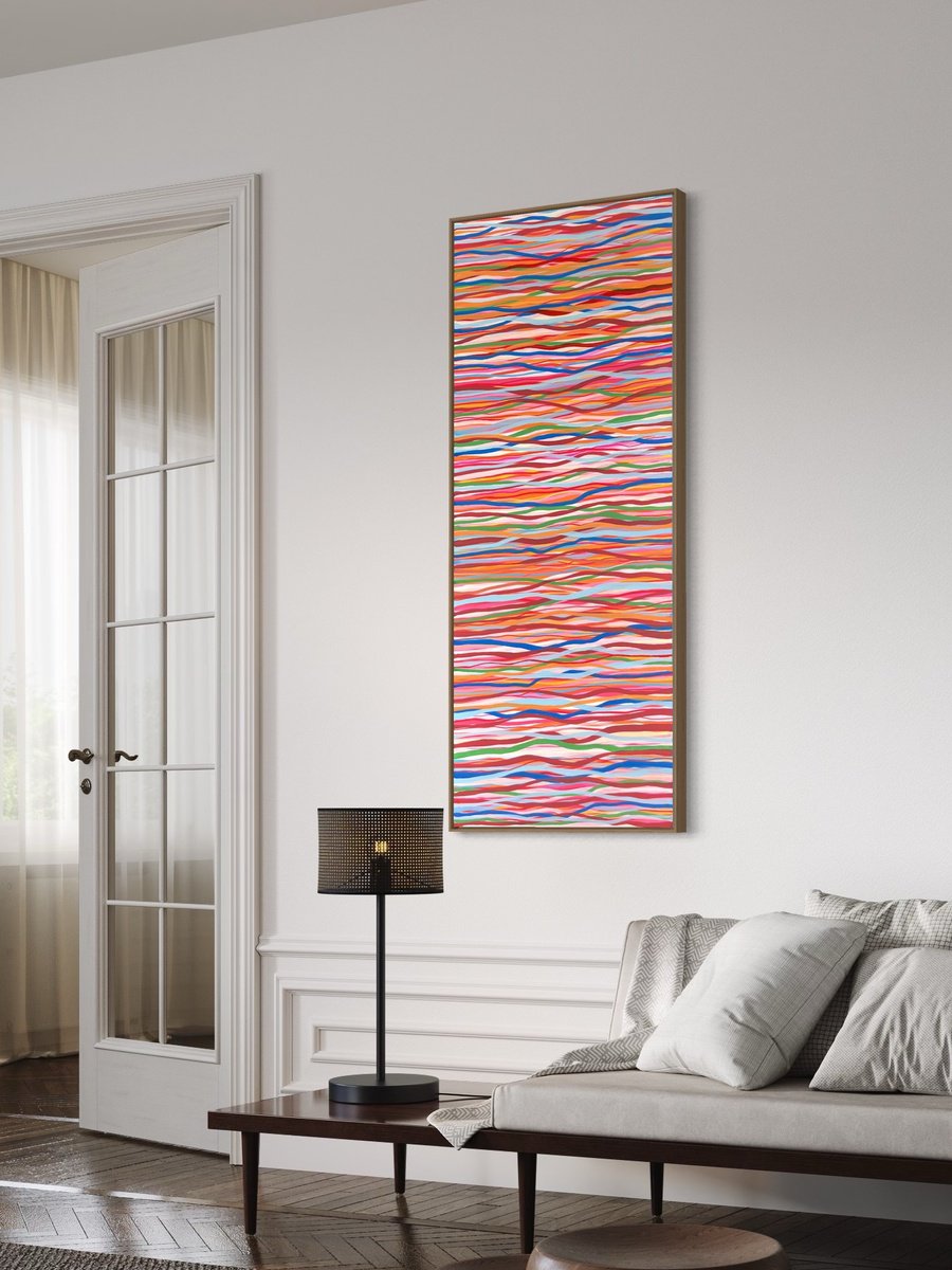 Abstract Acrylic Painting By George Hall, 24 X 60, New Age Funk, Original Artwork