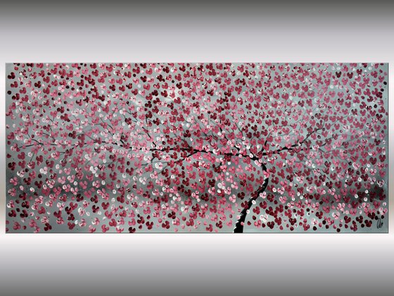 Blooming Tree II - Supersize acrylic abstract painting cherry blossoms nature painting canvas wall art