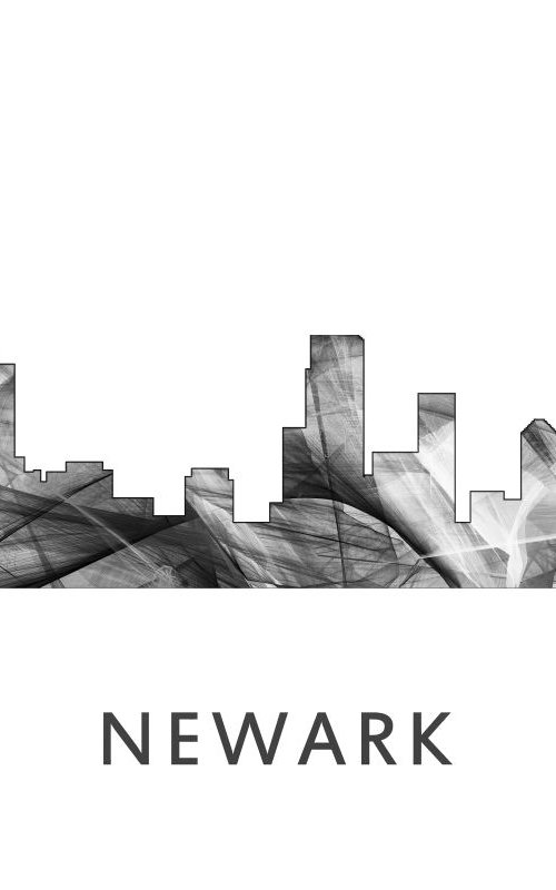 Newark New Jersey Skyline WB BW by Marlene Watson