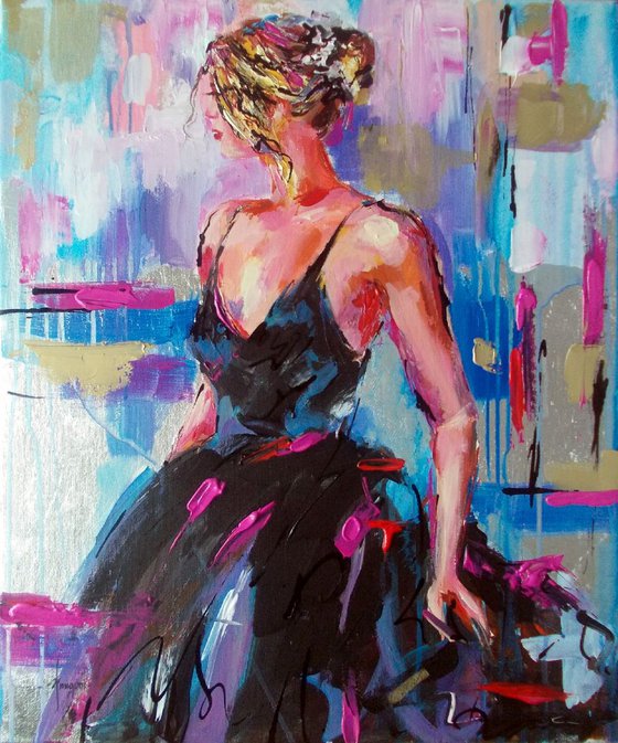 Crescendo- Figurative Painting on Canvas- Ballerina Painting on Canvas