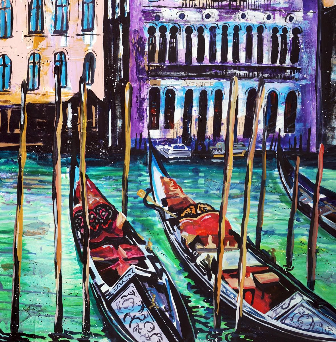 Gondolas - Venice (Grand Canal) by Julia Rigby