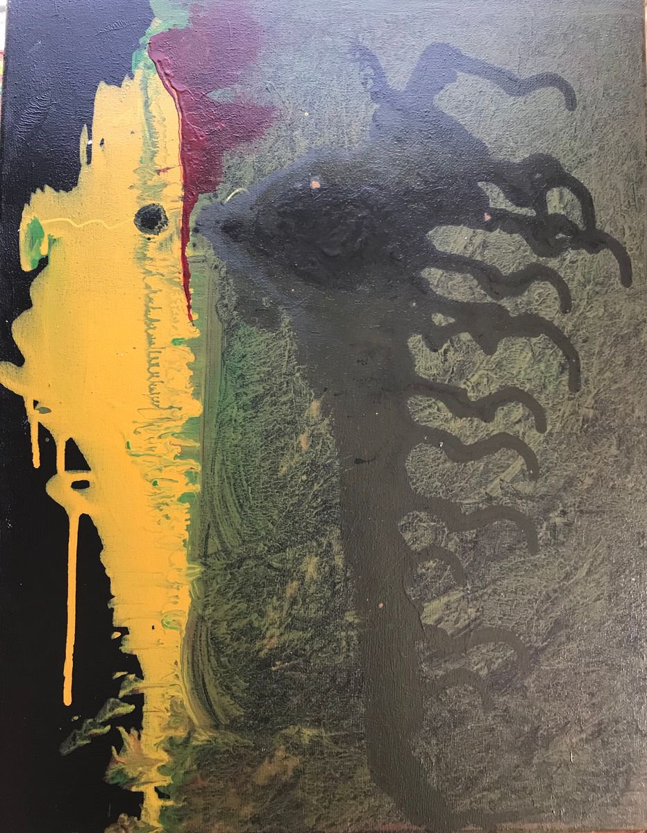 Abstract Acrylic Painting By Carolyn Shoemaker (Soma), 16 X 20, Muted End, Original Artwork