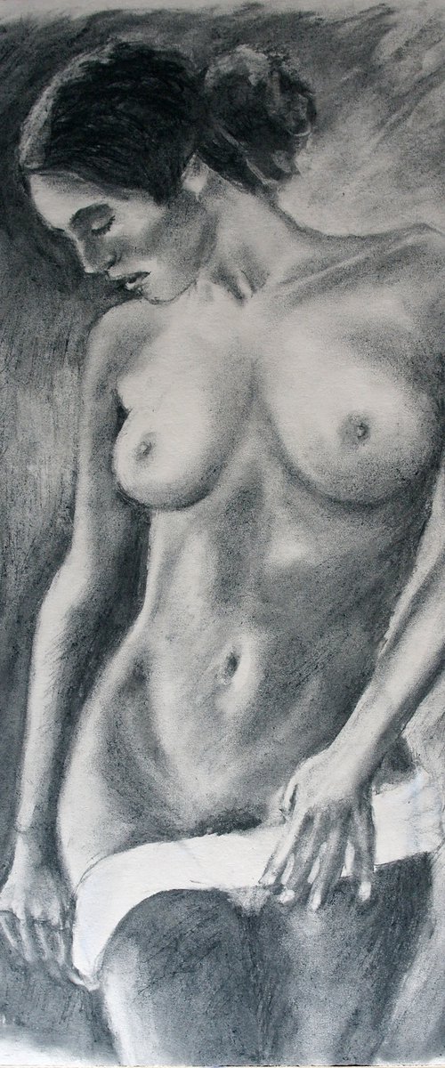 Female Figure #69 Charcoal by Juri Semjonov