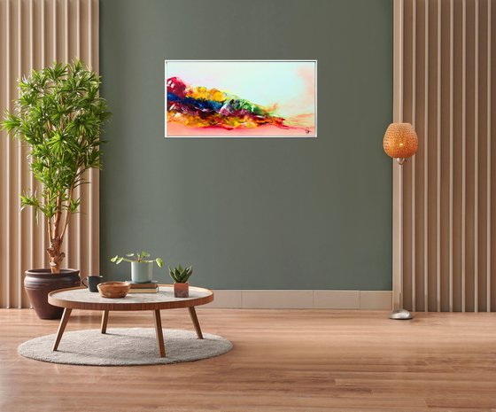 Summer games - colourful abstract painting in frame