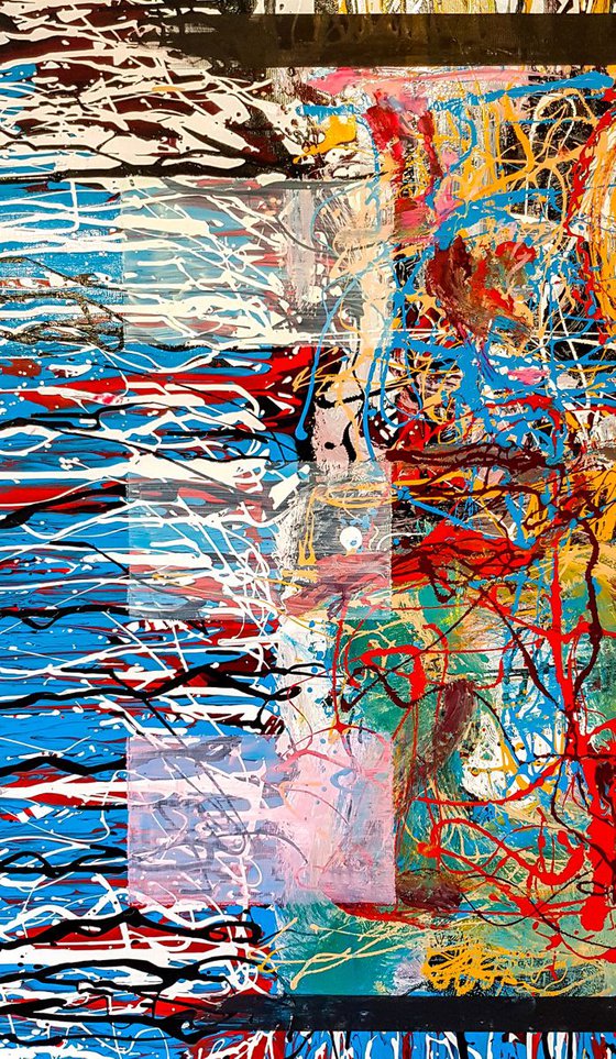 -Swing- Abstract expressionism JACKSON POLLOCK style enamel and oil on canvas.