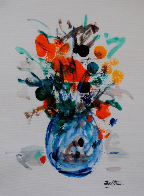 Le vase bleu/11,81 x 15,75 in.(30x40cm)/2018 by Pierre-Yves Beltran