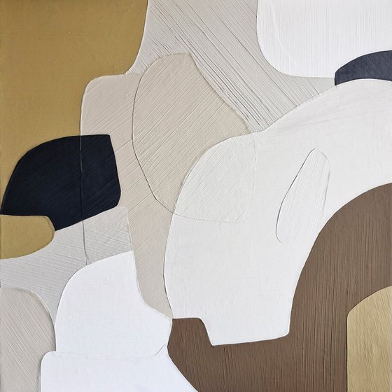 "Aura" Beige pastel brown abstract art