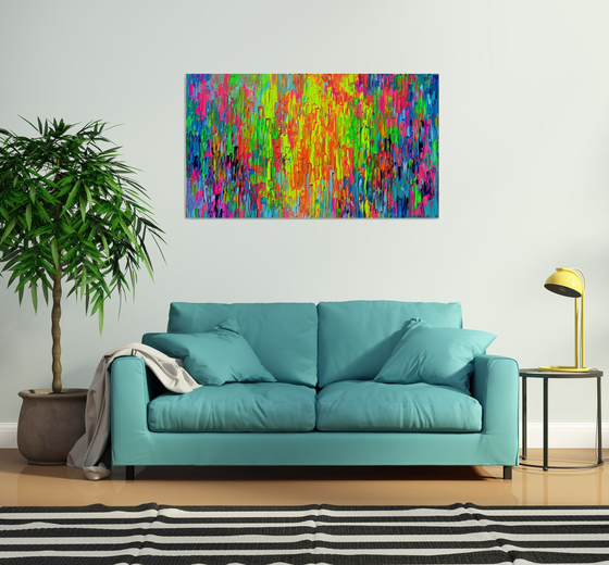 55x31.5'' Large Ready to Hang Abstract Painting - XXXL Huge Colourful Modern Abstract Big Painting, Large Colorful Painting - Ready to Hang, Hotel and Restaurant Wall Decoration, Happy Gypsy Dance 2