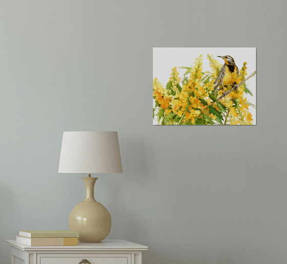 Meadowlark and Flowers