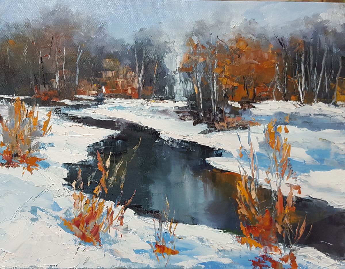 Winter forest Oil painting by Olga Egorov | Artfinder