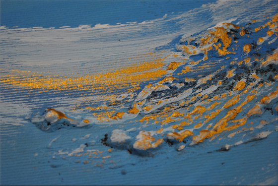 Oceans Breeze  - abstract acrylic painting canvas wall art blue gold metallic modern art