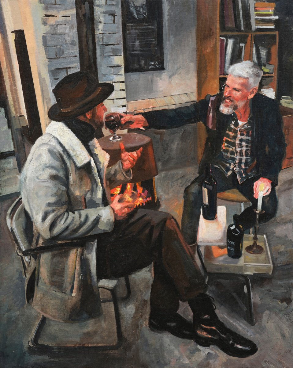 Impressionistic Portrait Oil Painting By Roeland Kneepkens, 31 X 39", The Connaisseur, Original Artwork