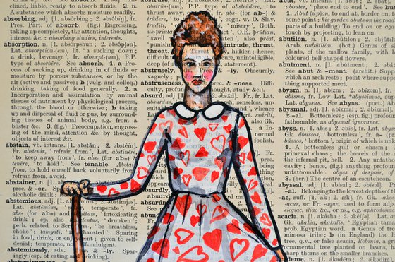 Until Death Separates Us - Original Painting Collage Art On Large Real English Dictionary Vintage Book Page