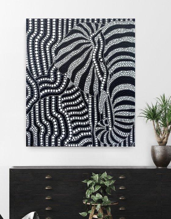 Black and White Abstract Elephant