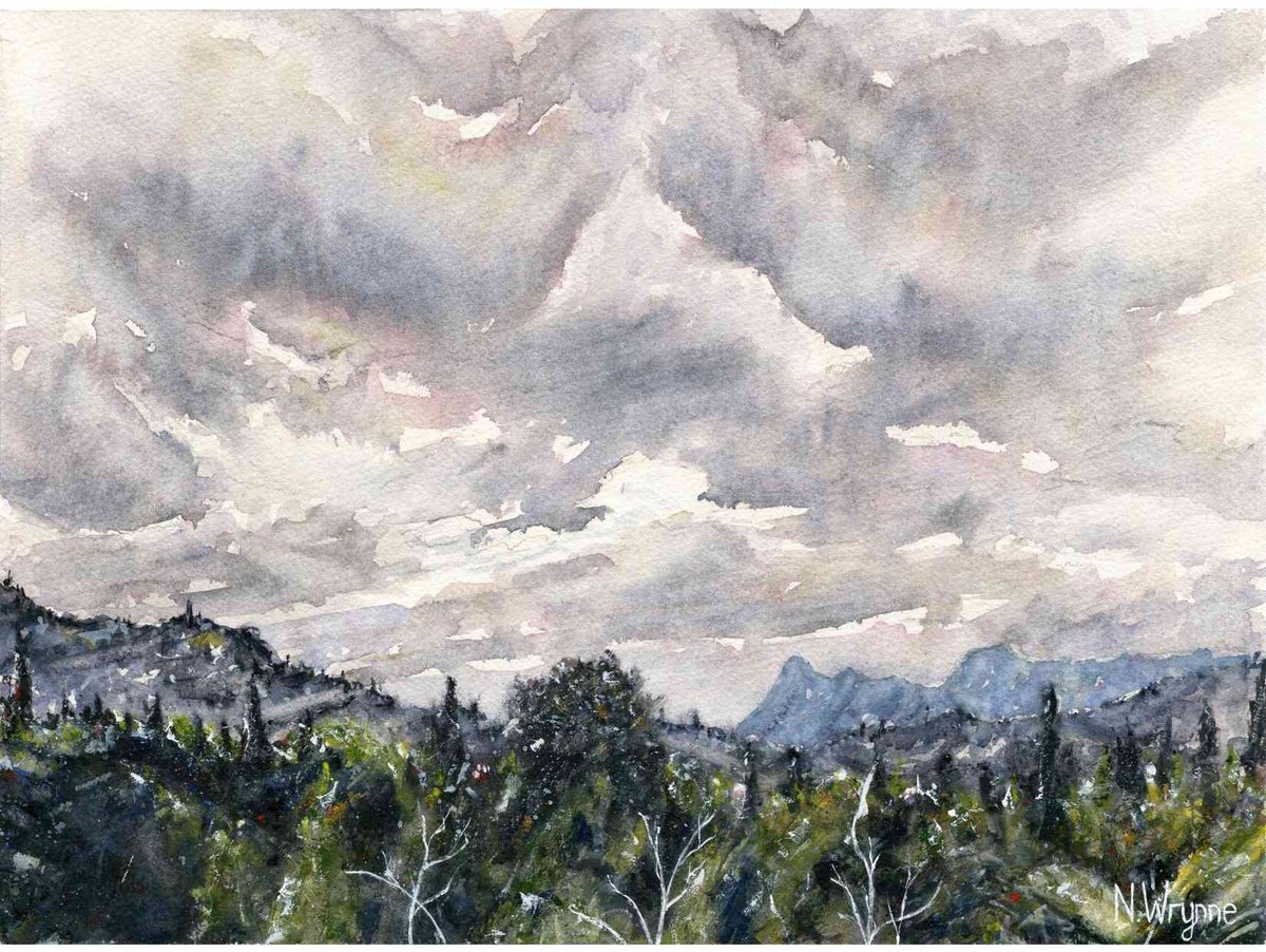 Expressive Landscape Watercolour By Neil Wrynne, 15 X 11", Advancing Storm, Original Artwork