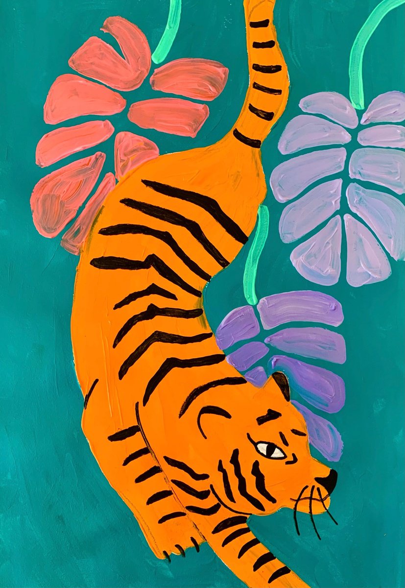 Urban And Pop Animal Acrylic Painting By Aurora Camaiani, 14 X 20, Instinct, Original Artwork