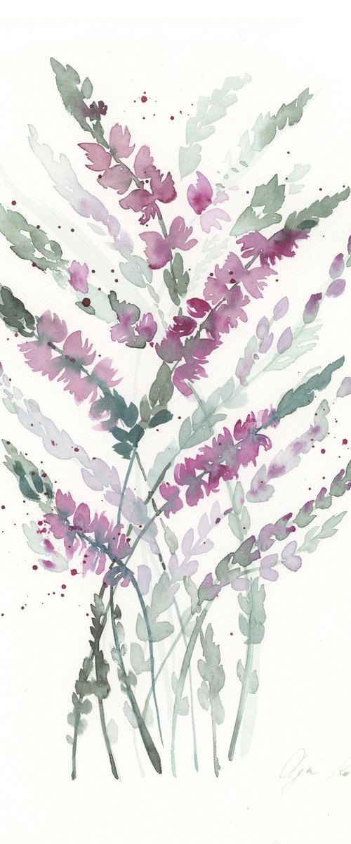 Dusty Pink Heather Bouquet by Olga Koelsch