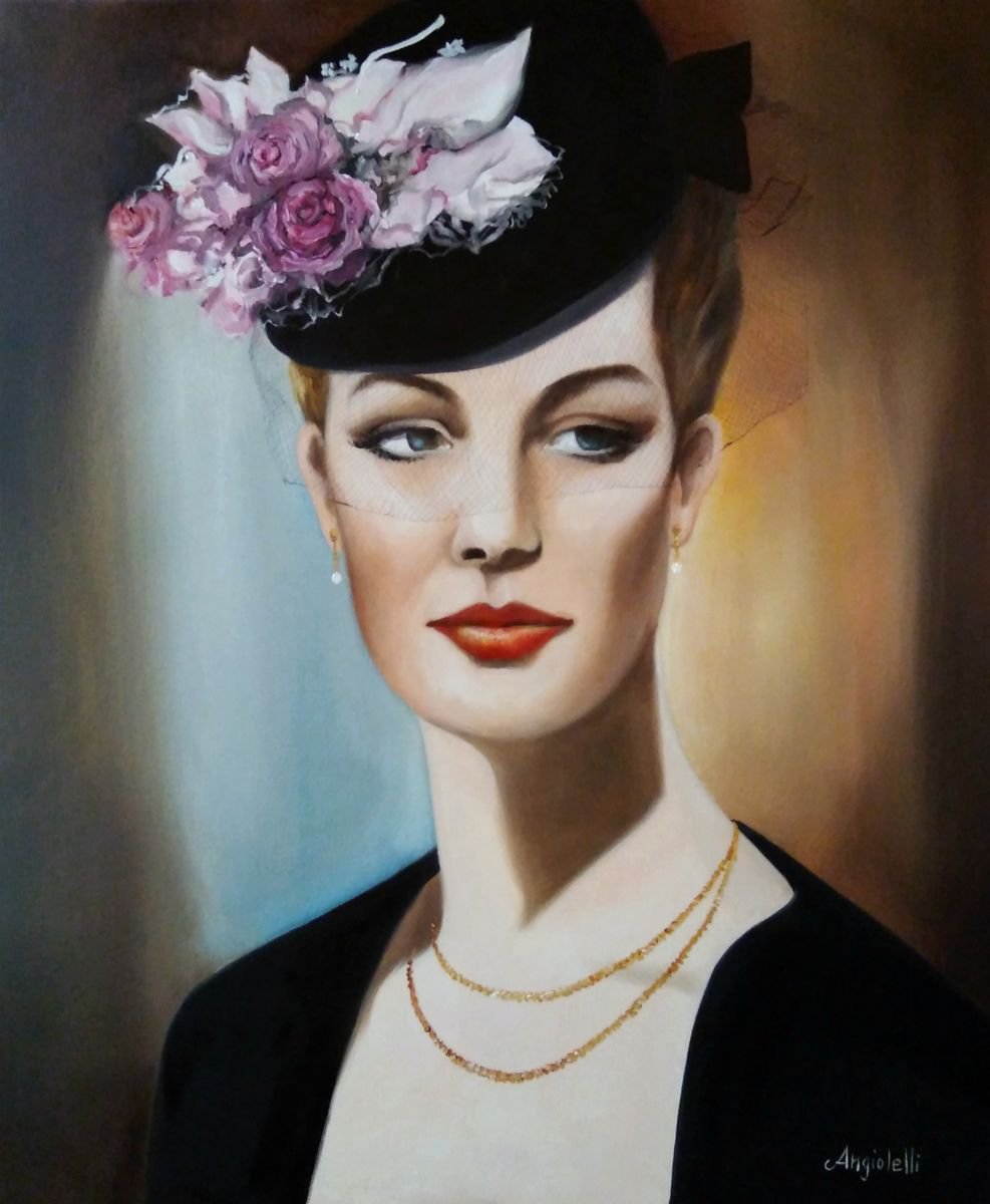 Photorealistic Portrait Oil Painting By Anna Rita Angiolelli, 20 X 24, Glamour, Original Artwork