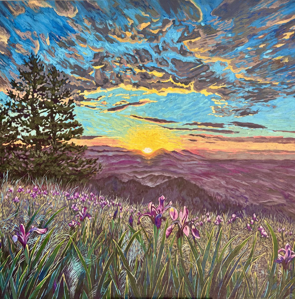 Impressionistic Landscape Oil Painting By Zulfiya Mukhamadeyeva, 35 X 35", Glow Of Silence, Original Artwork