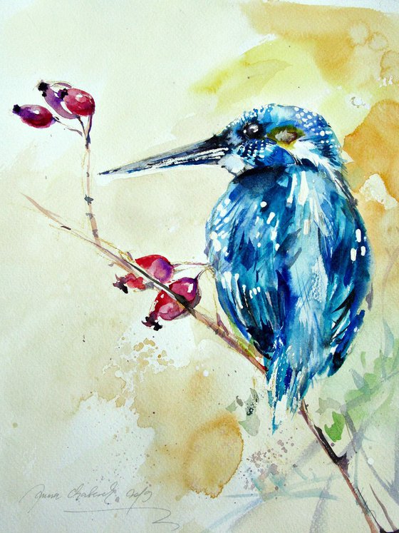 kingfisher watercolour