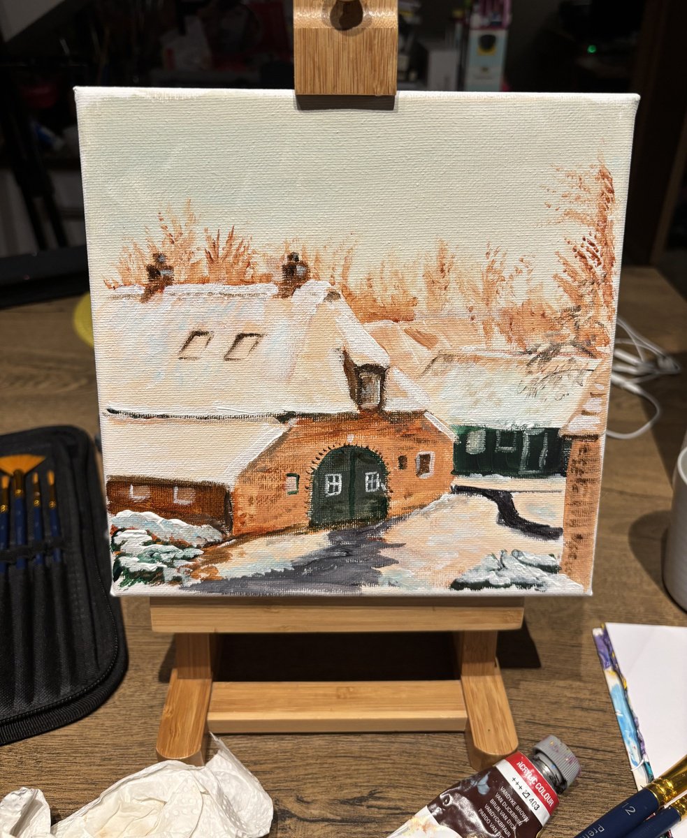 Dmitry Fedorov | Original  Acrylic Painting | Winter View In Dalen | 20 X 20Cm | Artwork For Sale On Artfinder