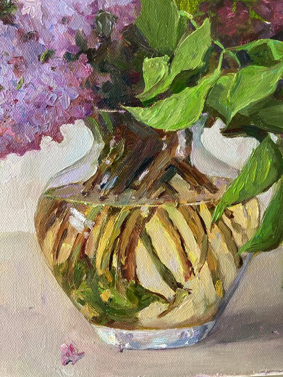 Oil Painting Still life with Lilac