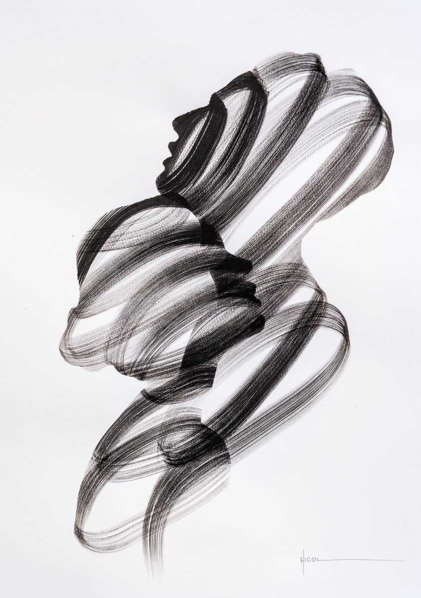 Portrait Painting By Nicol Vacaru, 15 X 21", Where We Overlap, Original Artwork