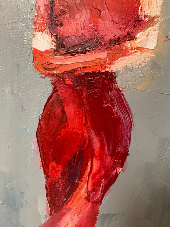 Woman in red.