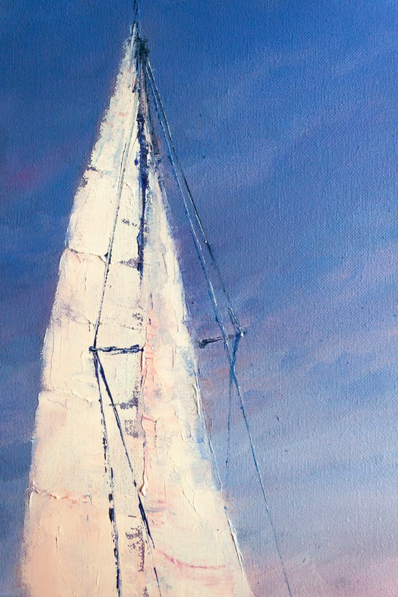 "Red sailboat" Yachts, ships, seascape