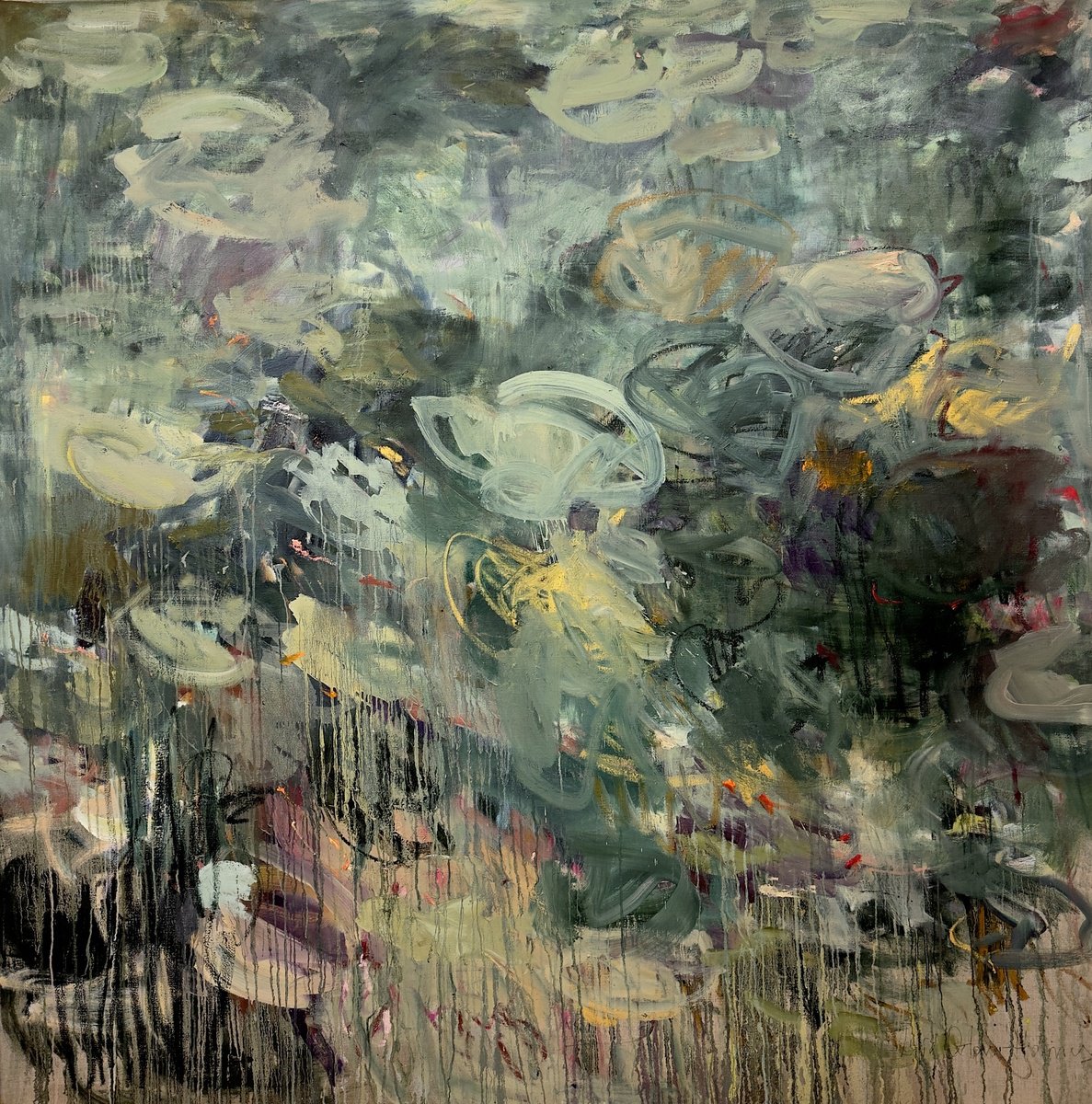 Expressive Oil Painting , Expressions Of Depth. Spring Pond By Lilia Orlova-Holmes, 79 X 75, Artwork For Sale On Artfinder