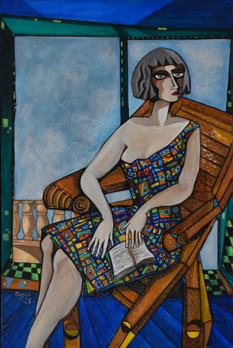 The Woman In The Balcony By Nagui, 24 X 36, Artwork For Sale On Artfinder
