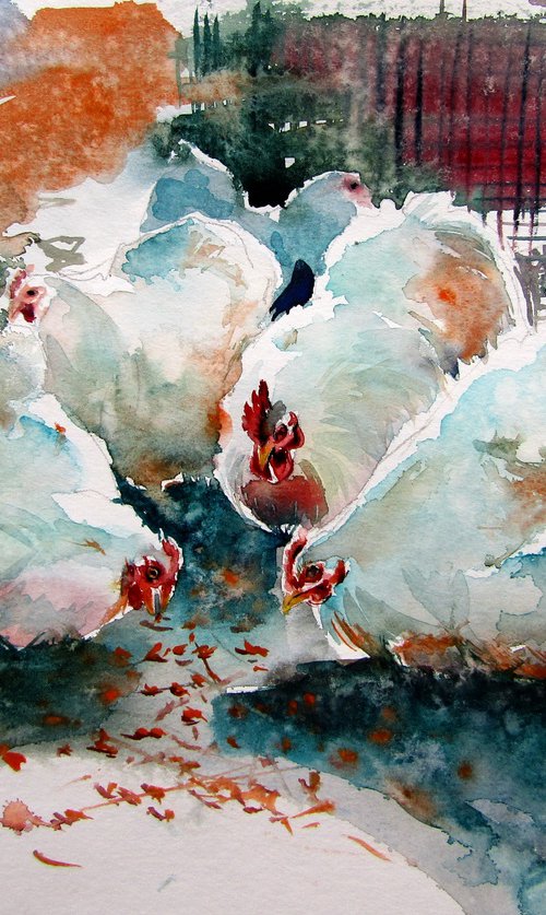 Hens and rooster by Kovács Anna Brigitta