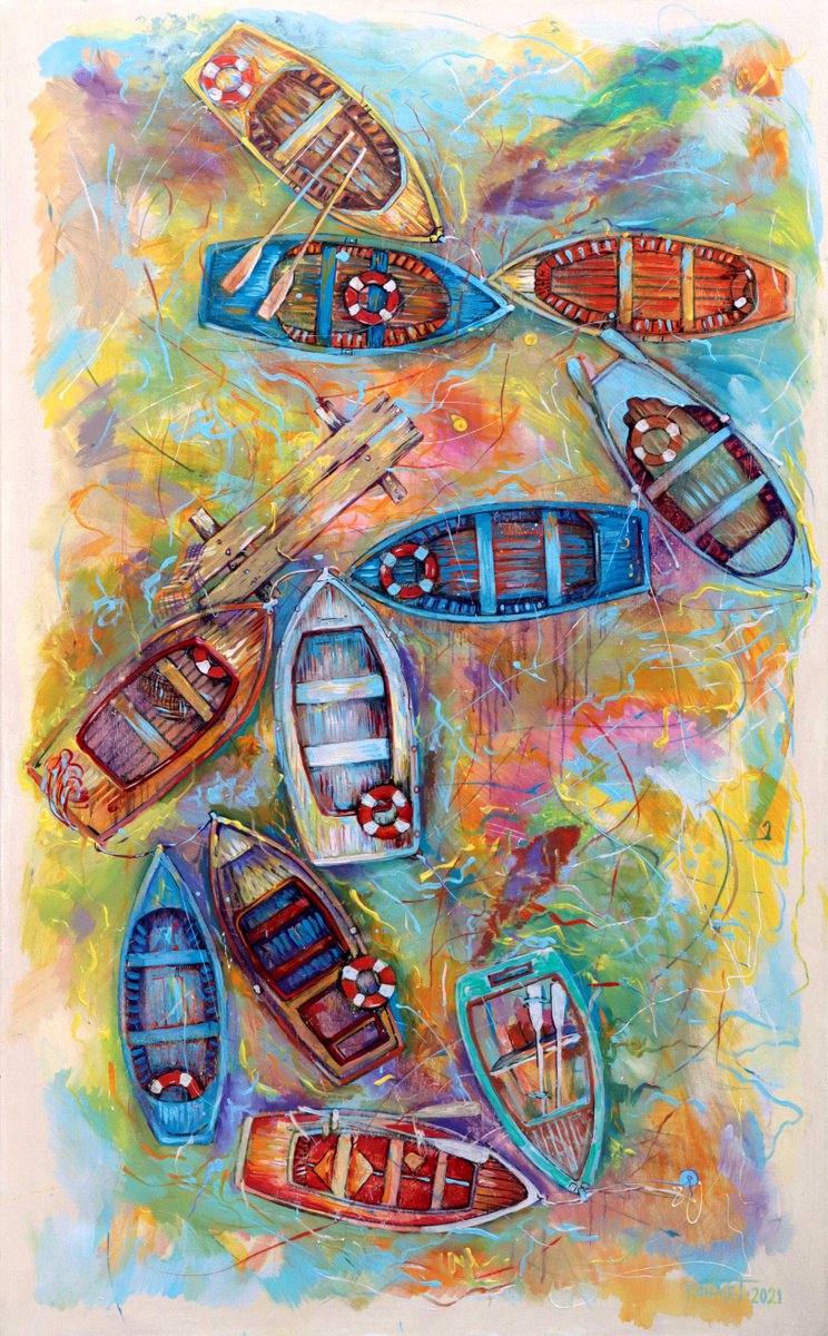 Boats and Fish. by Rakhmet Redzhepov