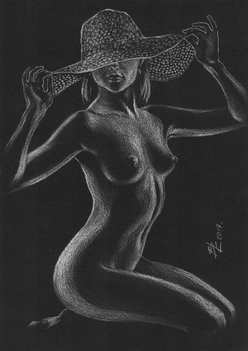 Nude in hat #5 (21X29.5)cm by Vitaliy Koriakin