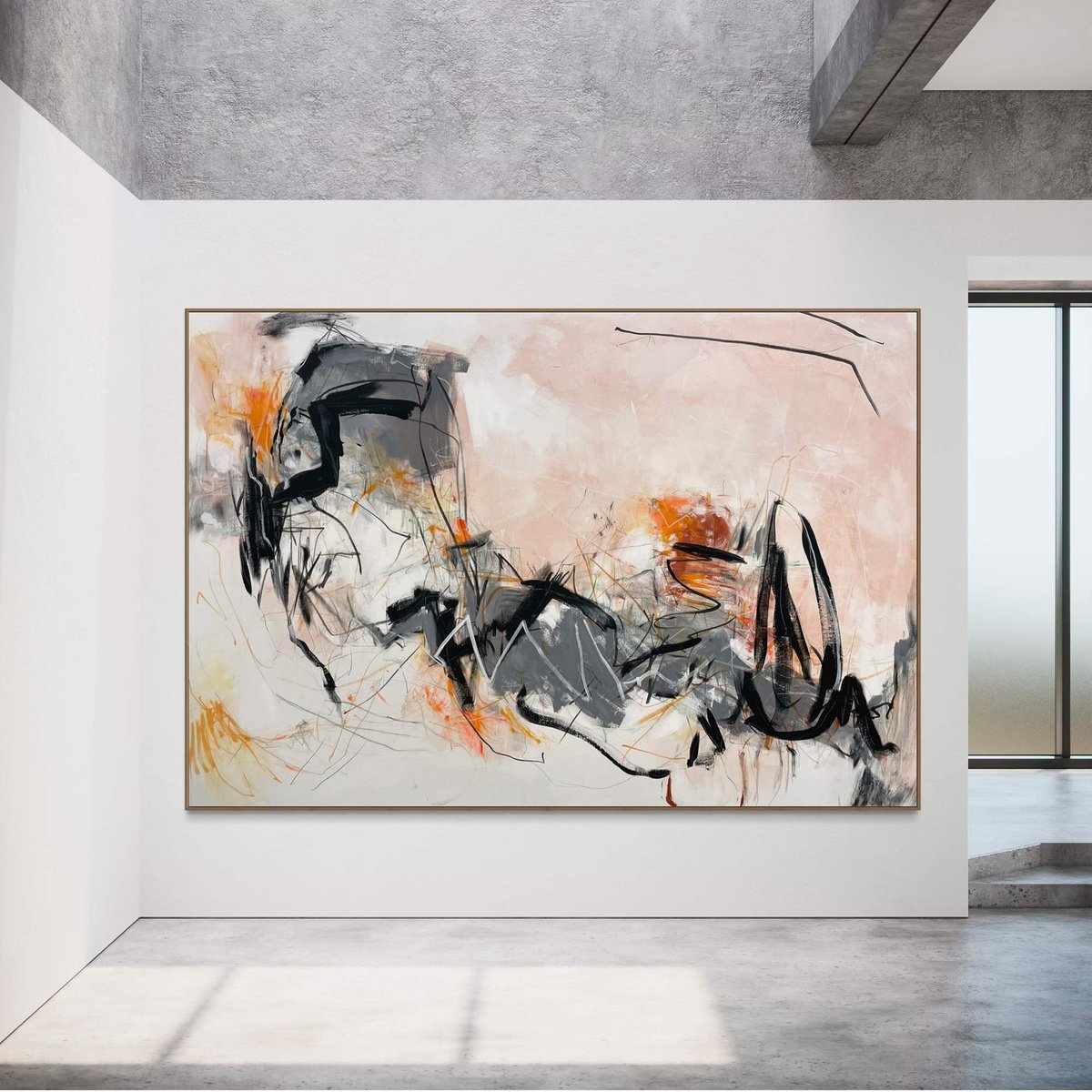 Expressive Abstract Acrylic Painting By Cheryl Harrison, 98 X 67, Somewhere Somehow, Original Artwork