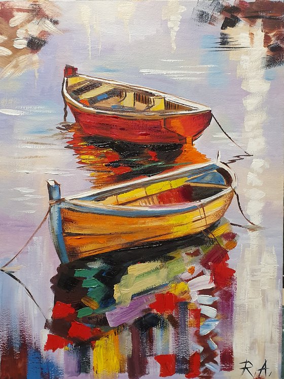 Colorful boats art 30*40 cm