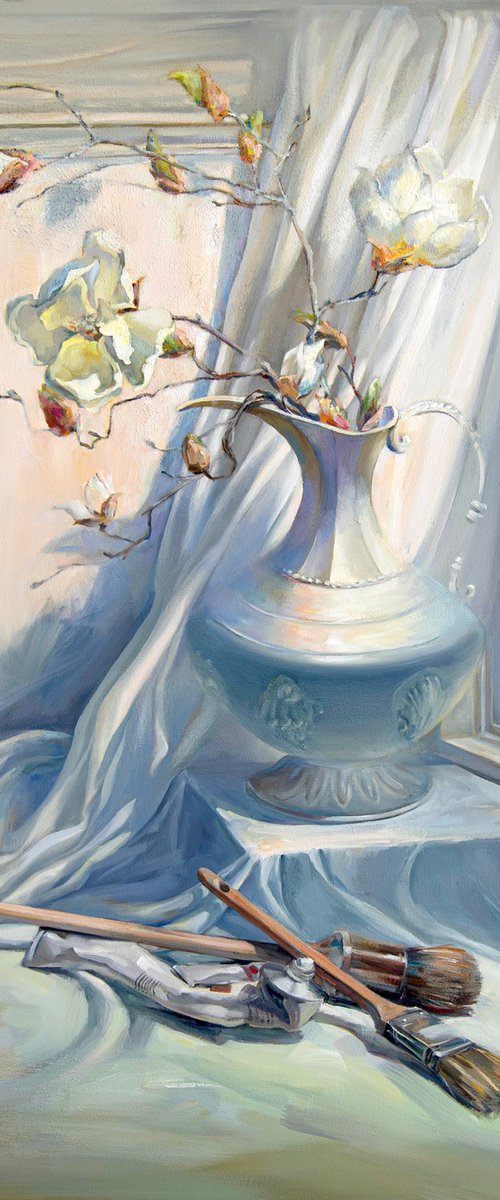 Magnolia on White by Shushanik Danilyants