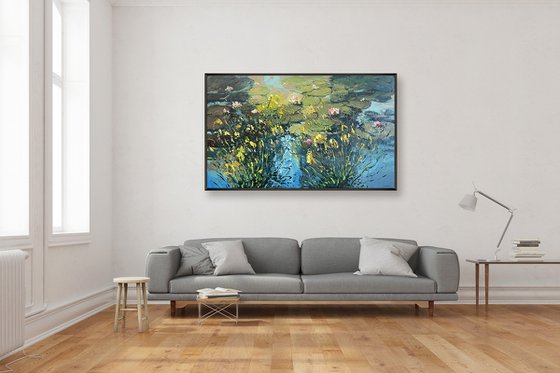 Water Lilies Oil Painting on Canvas