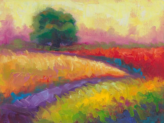 Kaleidoscope Fields - plein air colorful landscape