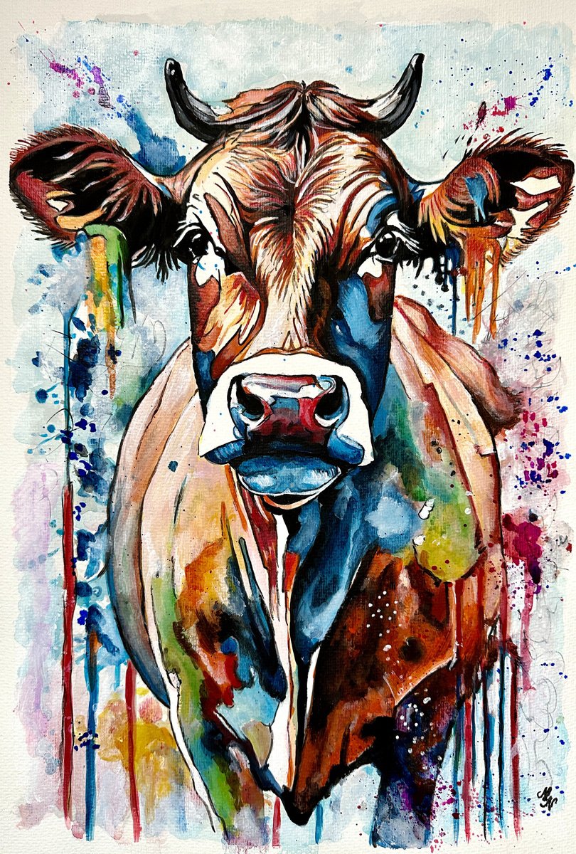  Abstract Cow By Misty Lady - M. Nierobisz, 13 X 19, Artwork For Sale On Artfinder