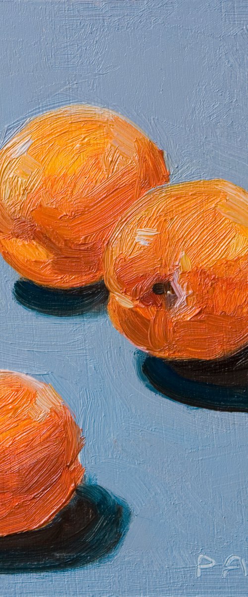 gift for food lovers: modern still life of apricots on blue background by Olivier Payeur