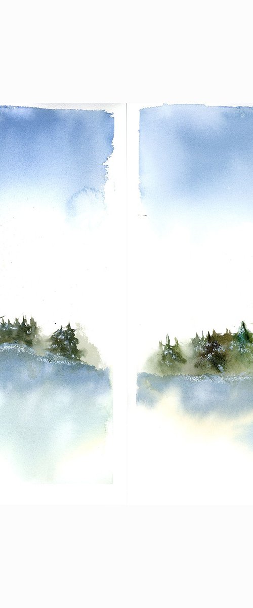 Set of 2 Winter Landscapes by Olga Tchefranov (Shefranov)
