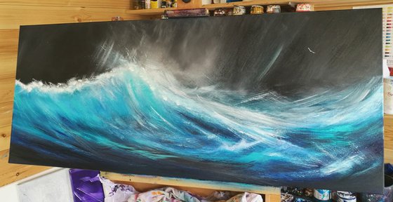 Pure Surf 7- Surf, Wave Art, Seascape, Storm, Teal