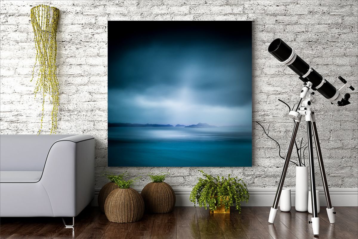 Island Dreams III - Teal Abstract of the Islands of Rona and Raasay - Large Canvas by Lynne Douglas