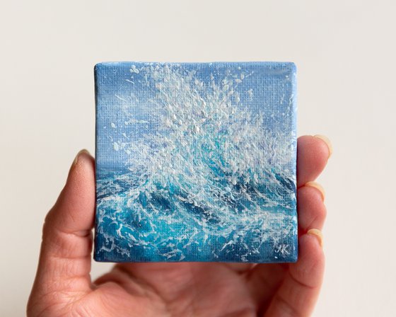 Miniature blue ocean waves