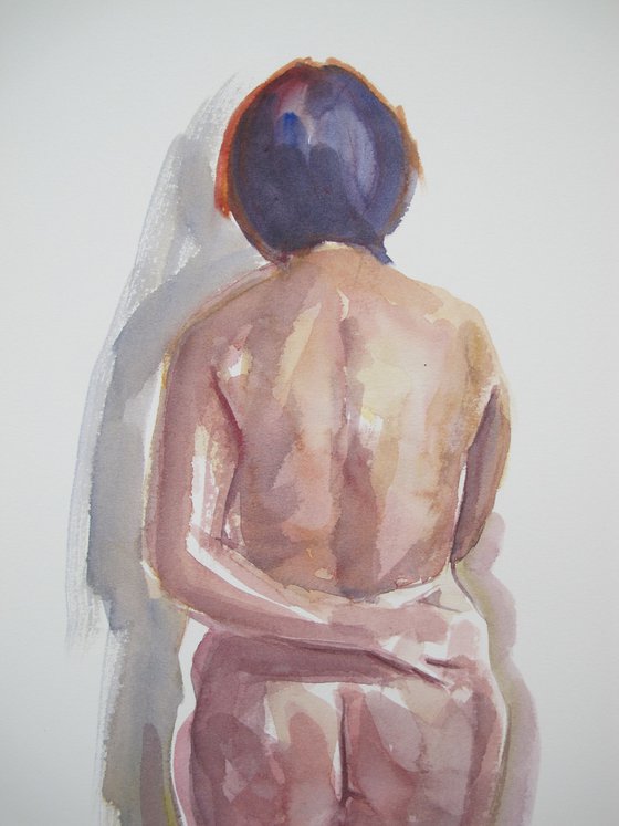 standing female nude back study